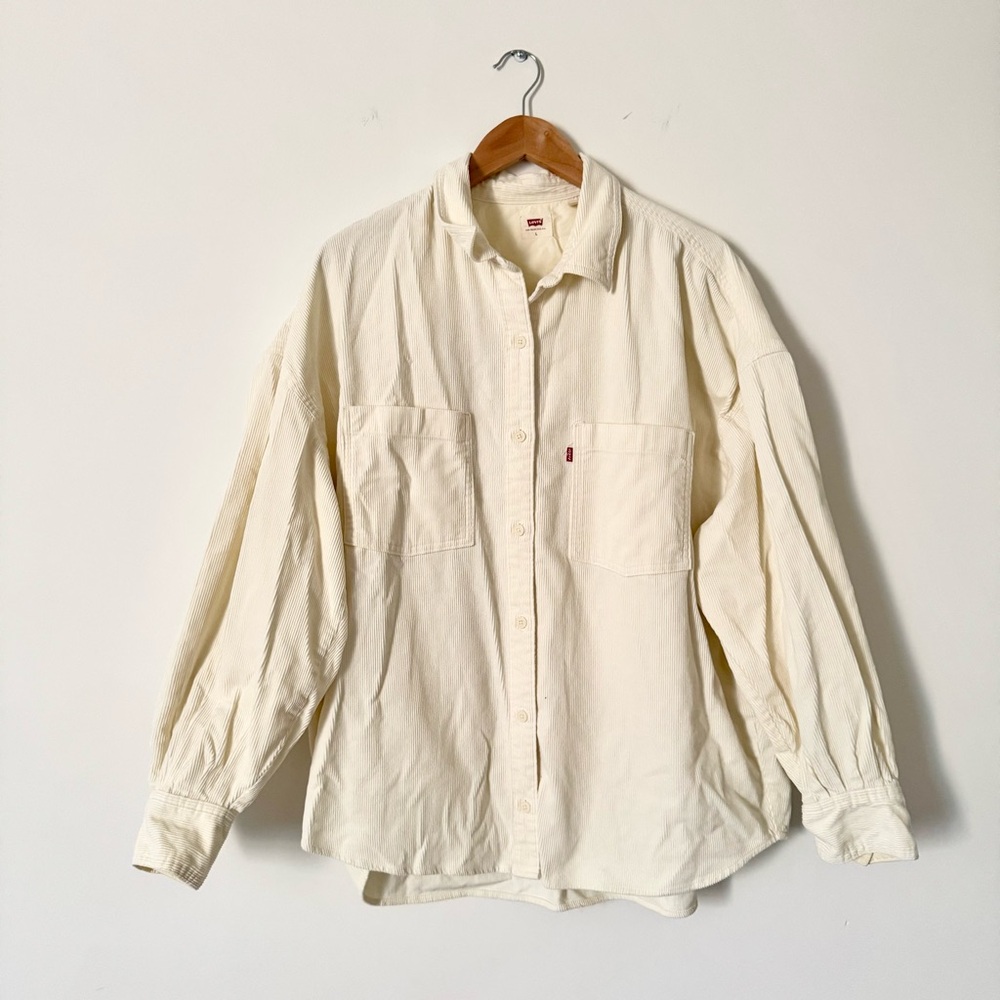 Levi’s Corduroy Button Up Shirt Oversized Pale Yellow Size L